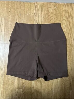 Reflex High Waisted Brown Workout Biker Shorts - Size Large